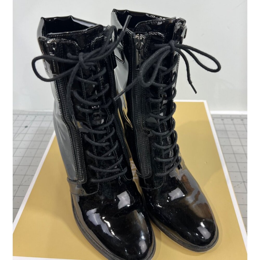 Michael Kors Women’s Rosario Patent Leather Lace-up Boot Black Sz. 8 - Picture 2 of 9